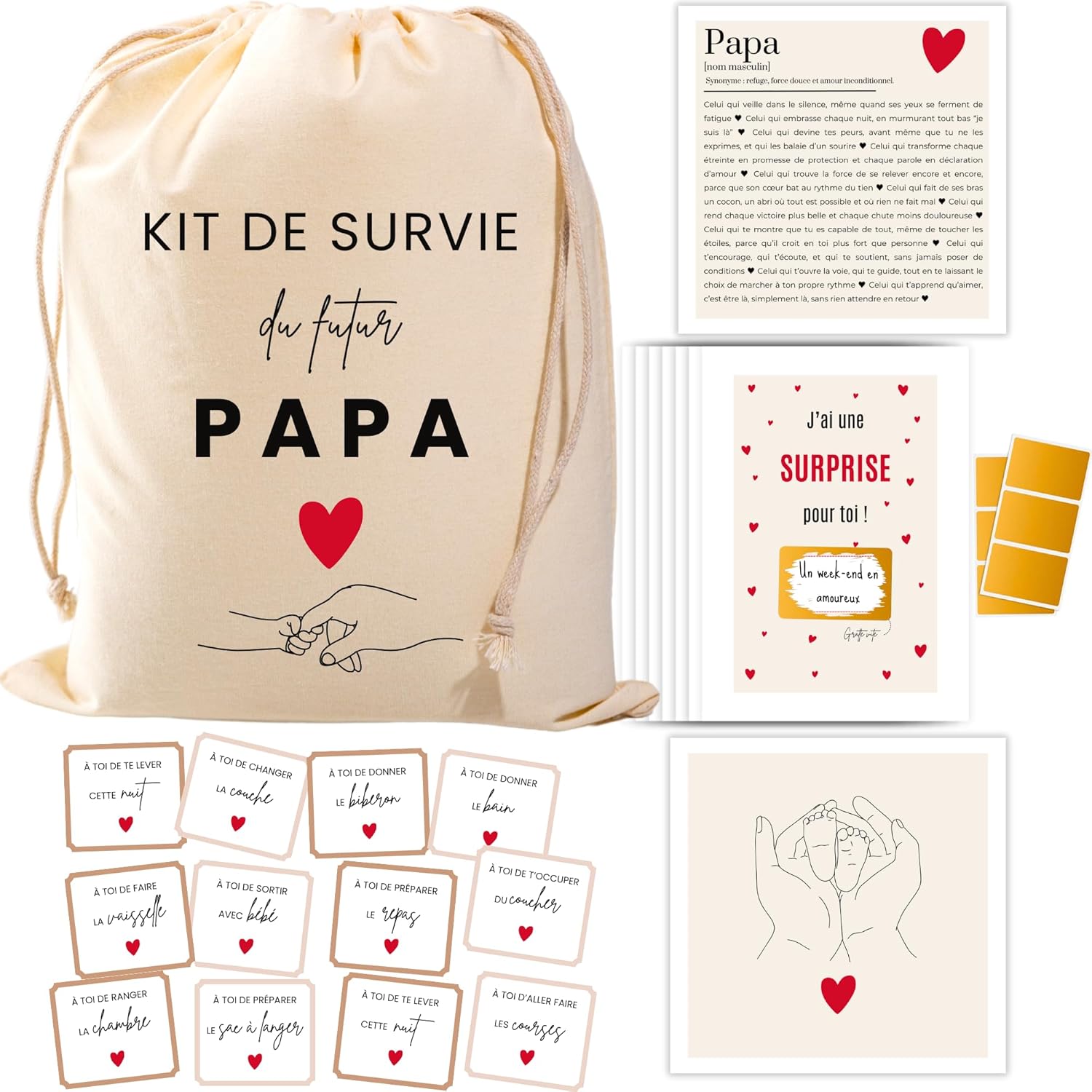 Kit de survie du futur papa boîte à papa