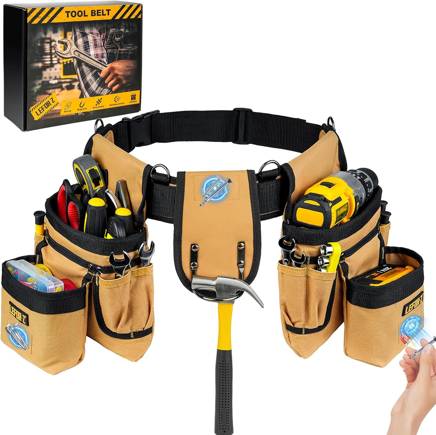 Ceinture porte-outils 27 poches magnétique réglable