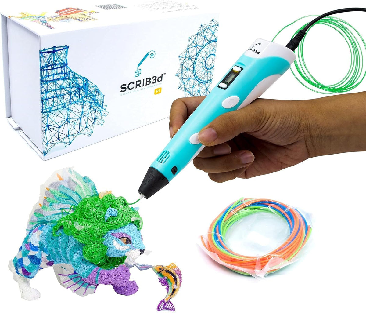 Stylo d'impression 3D SCRIB3D P1 avec filaments