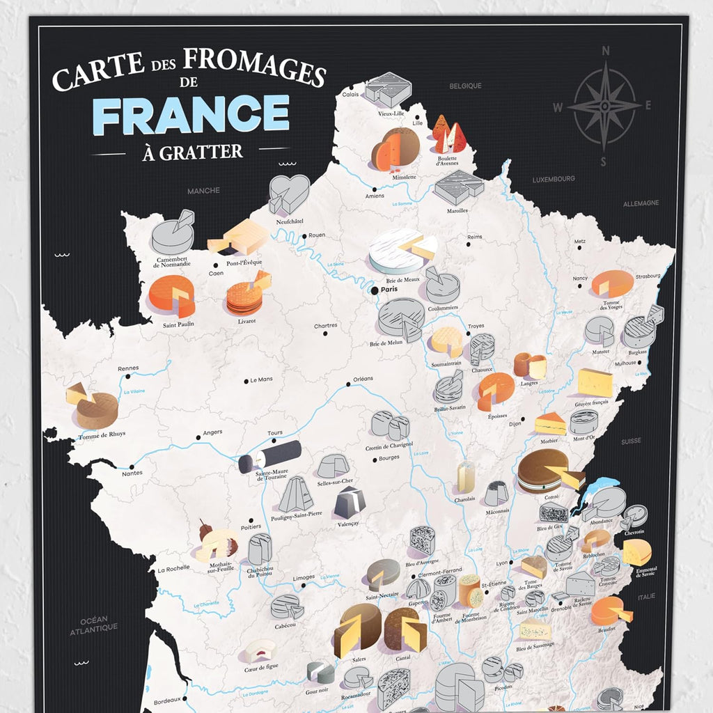 Carte des Fromages de France à gratter