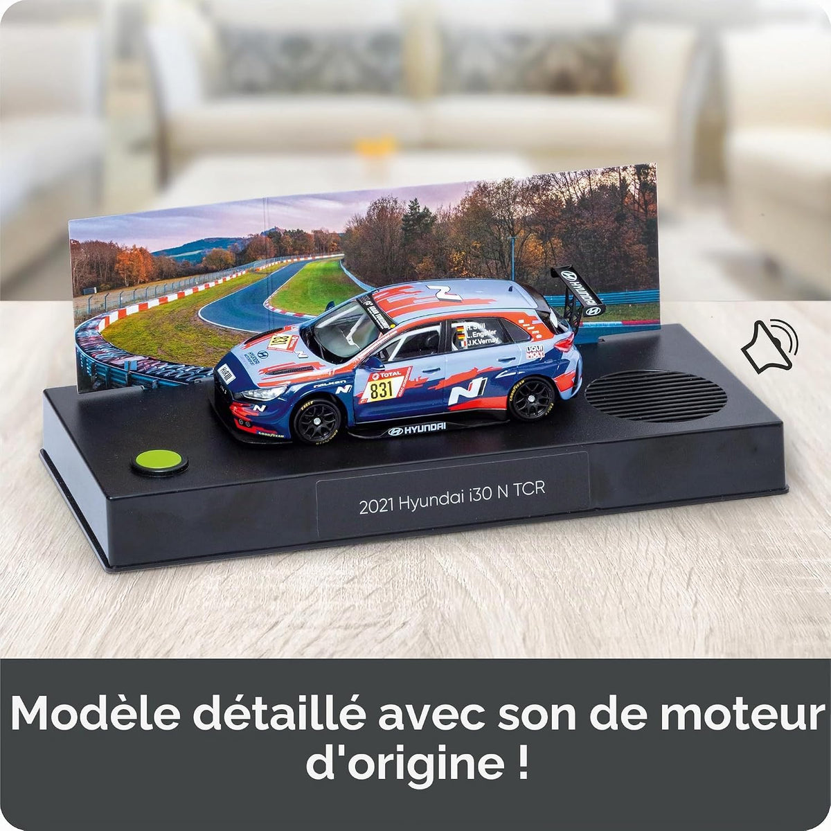 Maquette Hyundai i30 N TCR 2021 sur socle sonore
