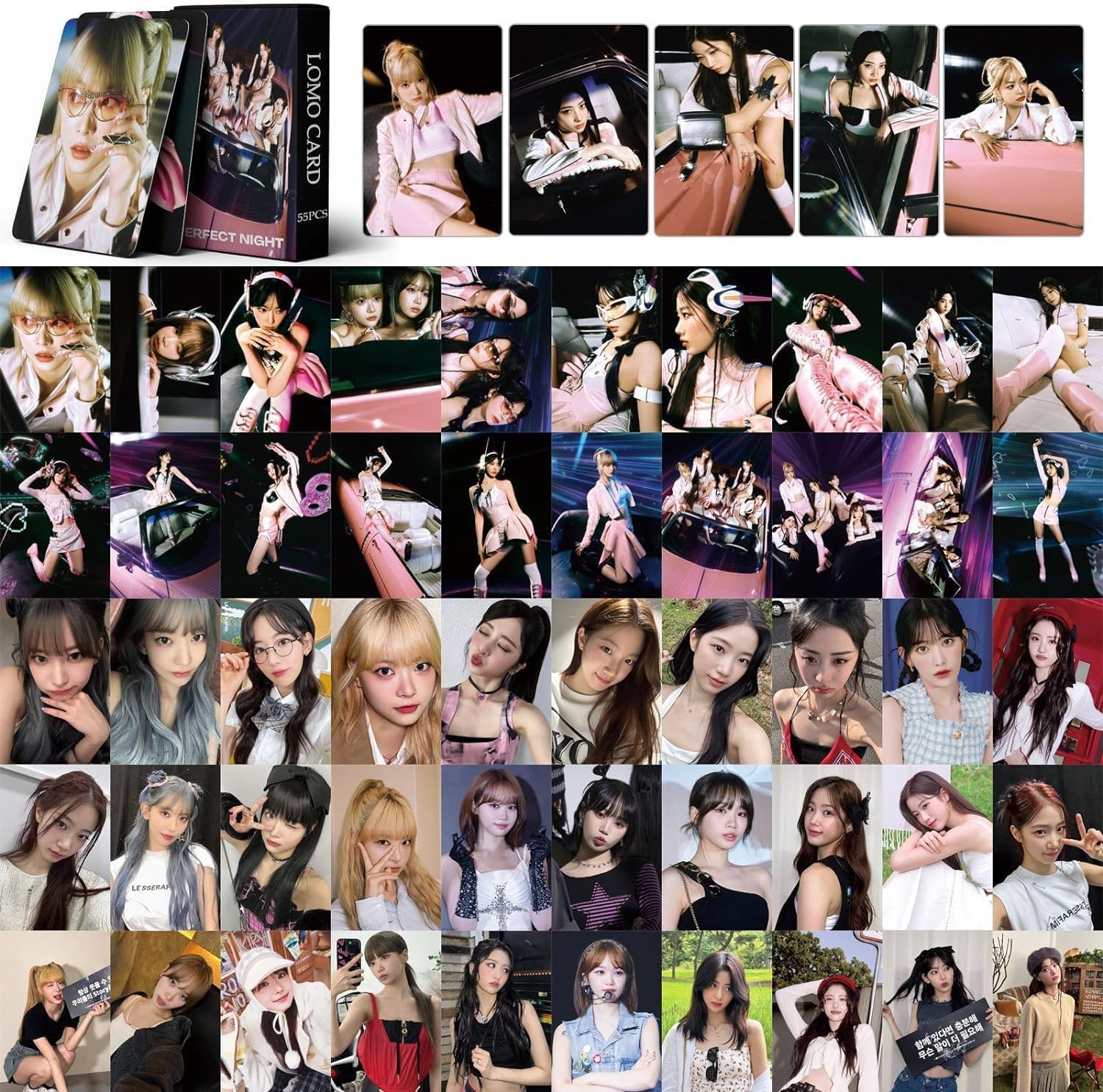 Lot de 55 photocards LE SSERAFIM Perfect Night (DKRAHRJJ)