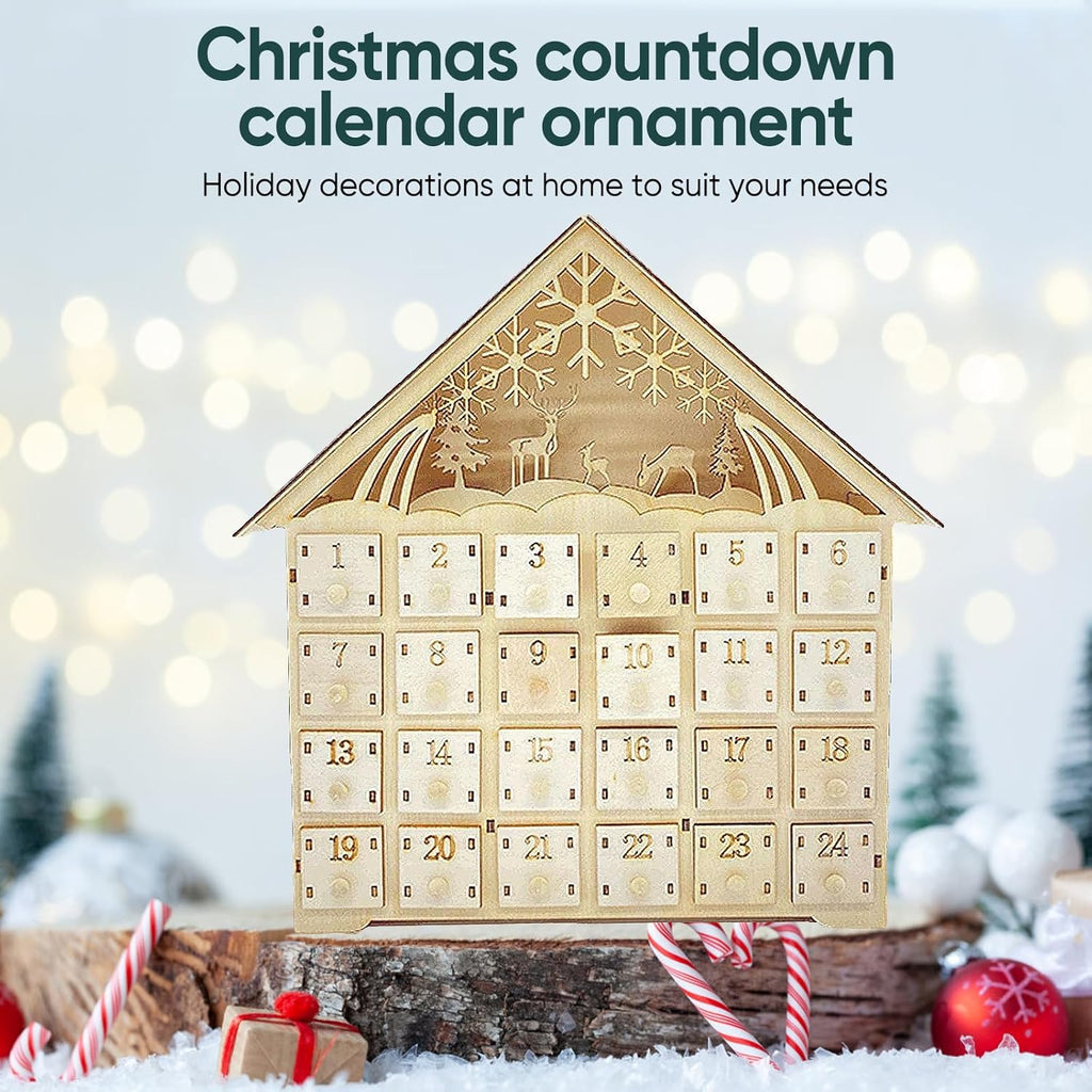 Calendrier de l'Avent en bois avec tiroirs à remplir