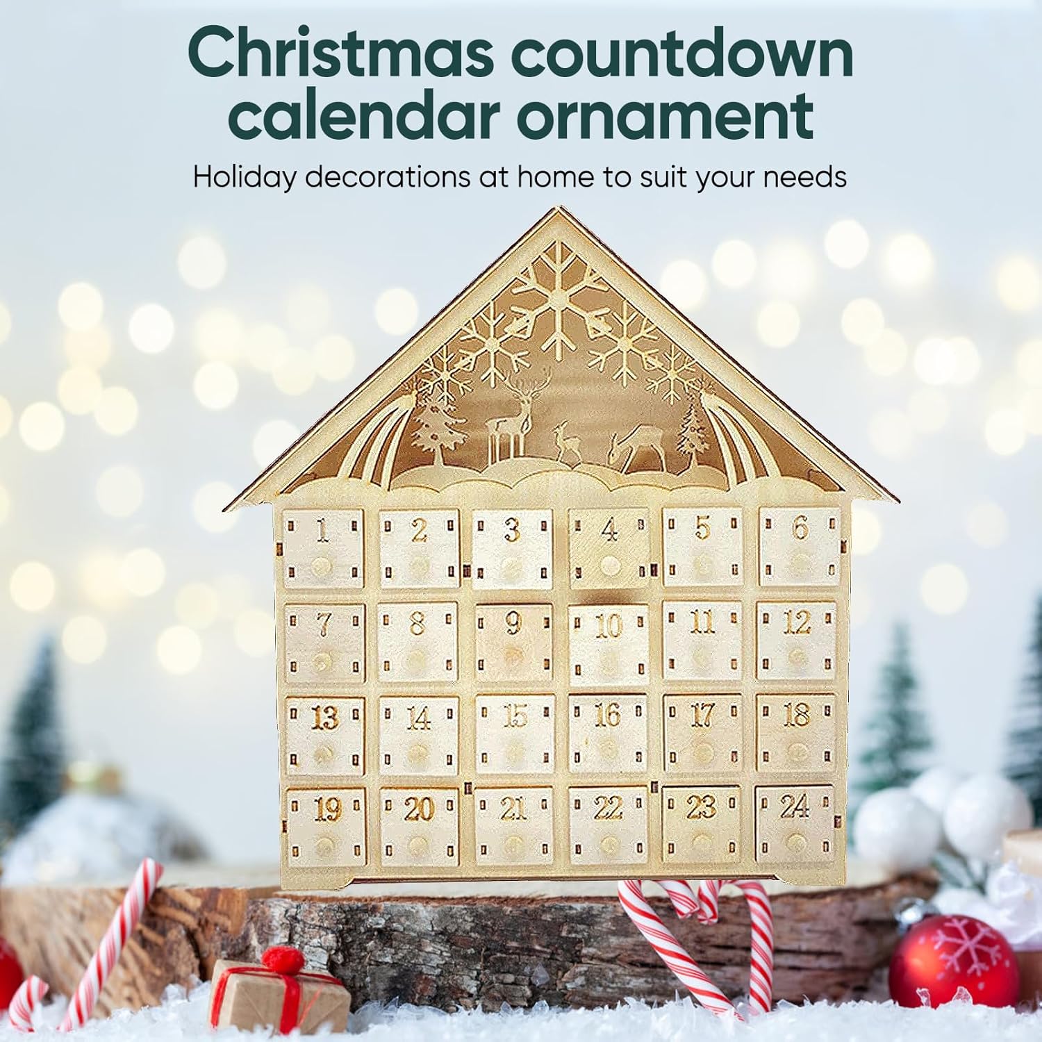 Calendrier de l'Avent en bois avec tiroirs à remplir