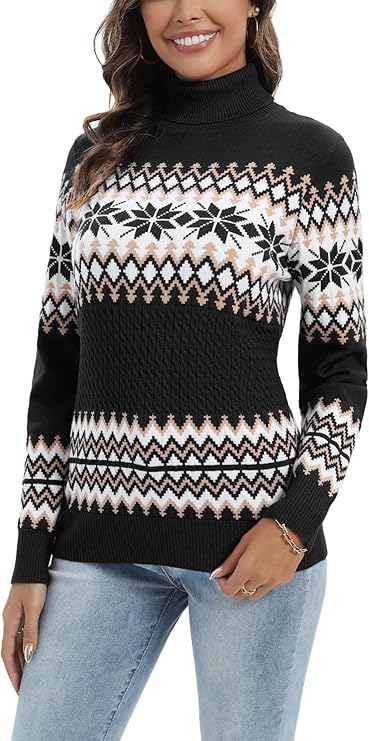 Pull de noël femme col roulé