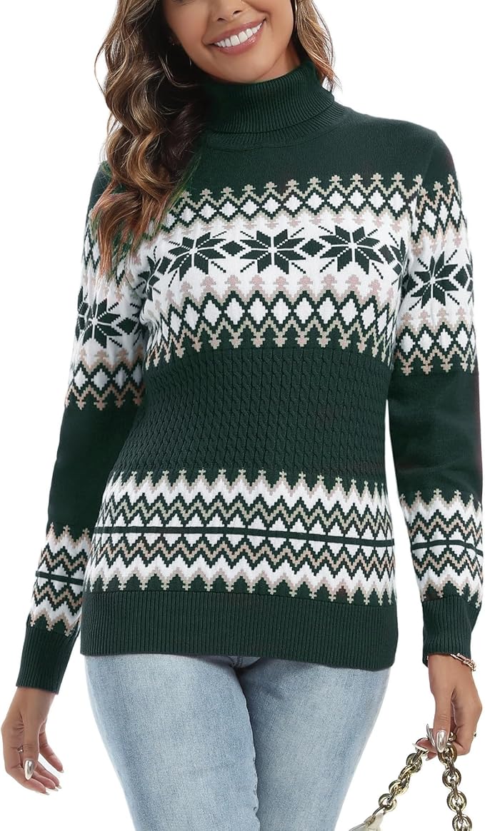 Pull de noël femme col roulé