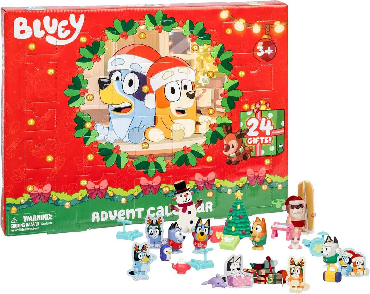 Calendrier de l'Avent Bluey mini figurines, boîte et contenu
