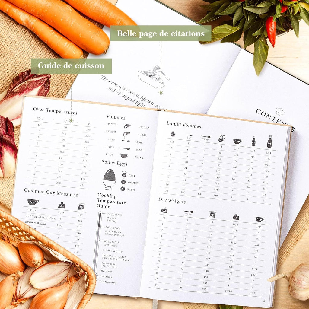Journal de recettes à remplir – Carnet de recettes vierge élégant et pratique Maison Cadeau