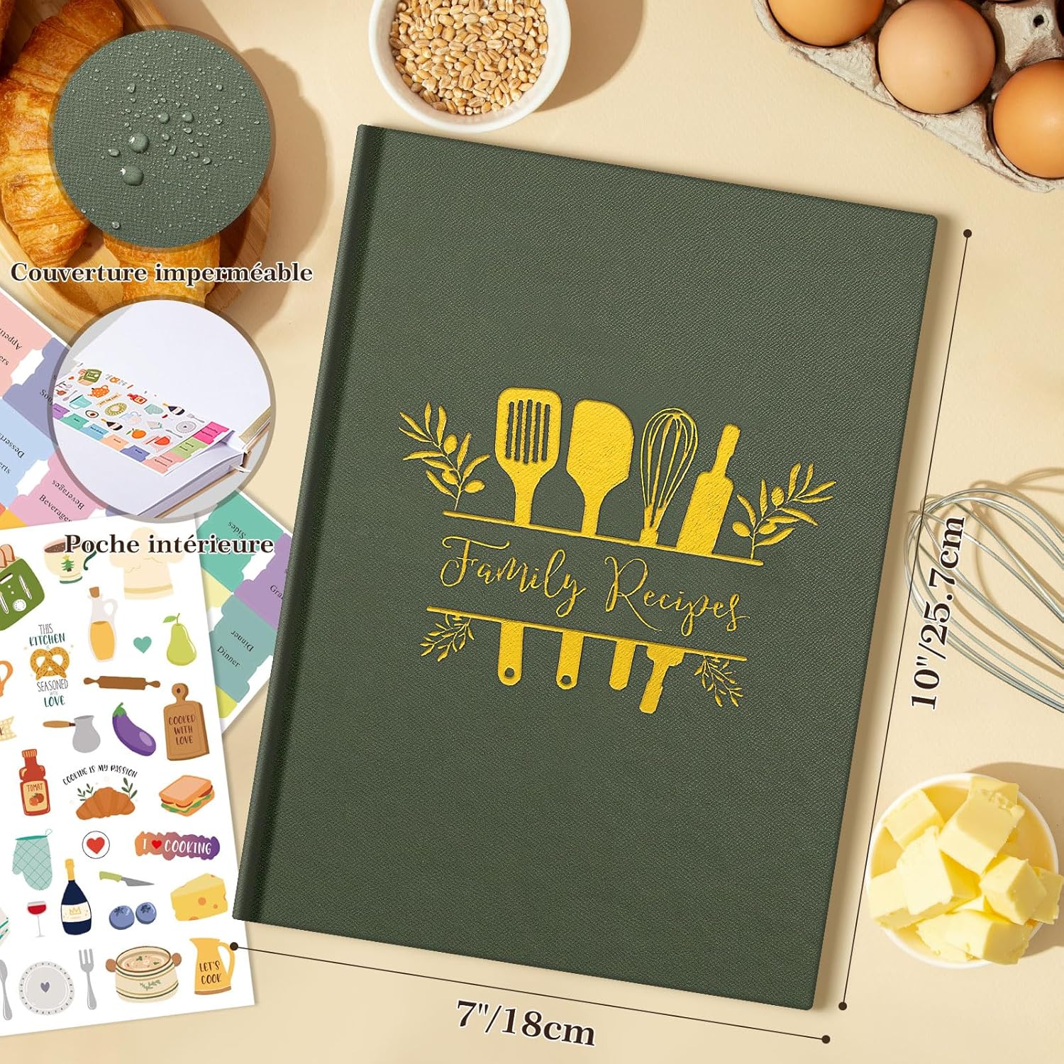 Journal de recettes à remplir – Carnet de recettes vierge élégant et pratique Maison Cadeau