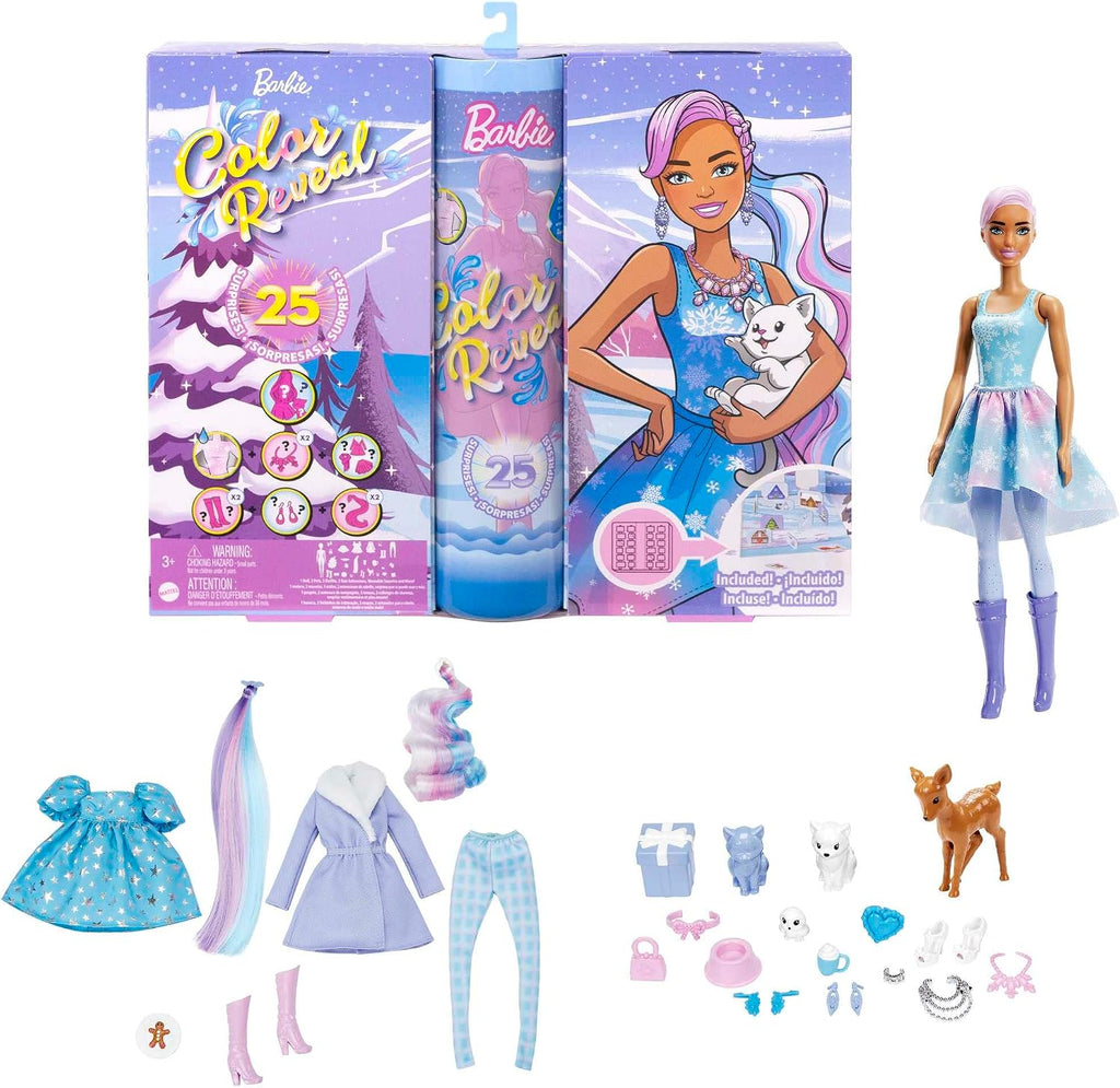 Calendrier de l'Avent Barbie Color Reveal HJD60 : boîte et contenu