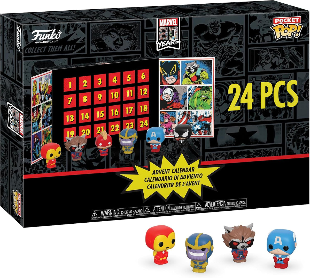 Calendrier de l'Avent Funko Pocket Pop! Marvel Comics 80 ans – coffret 24 cases