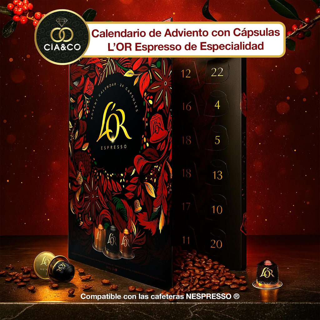 Calendrier de l'Avent L'OR Espresso ouvert avec ses capsules