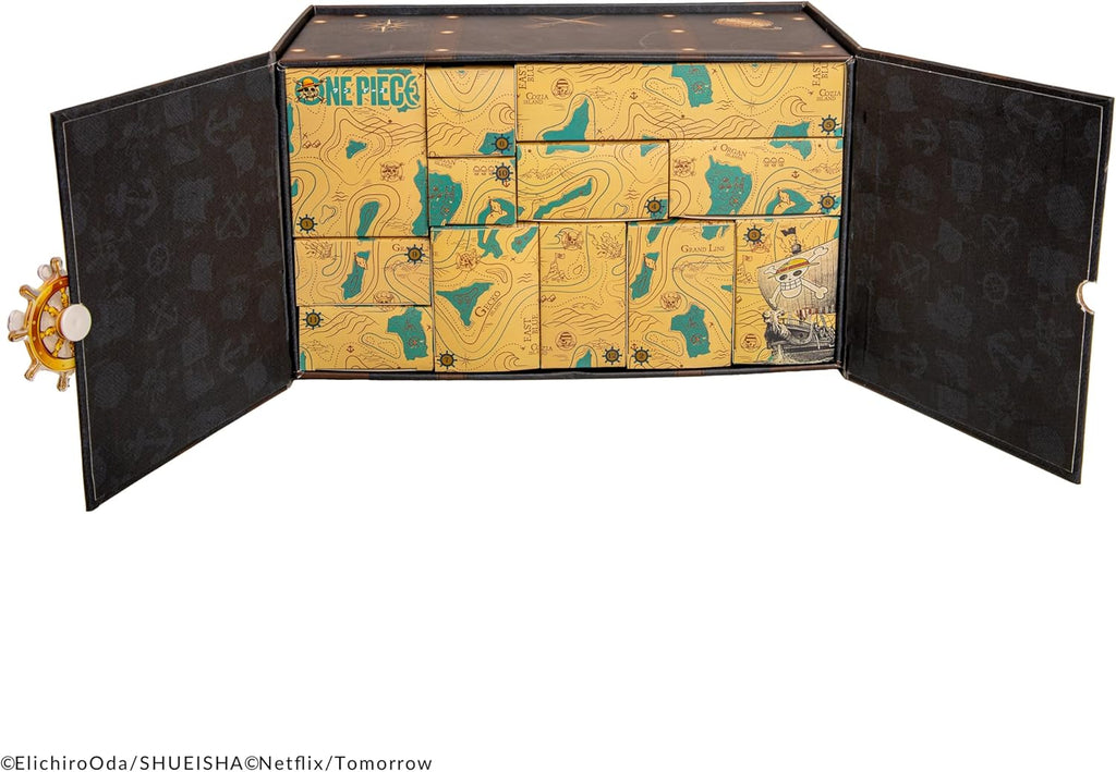 Calendrier de l'Avent One Piece Deluxe ouvert, 24 cases carte au trésor
