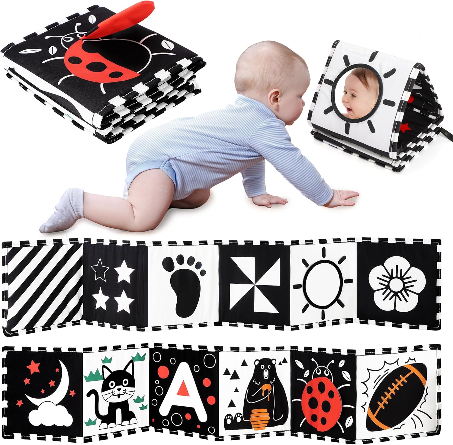 Livre tissu bébé noir & blanc (0-12 mois) - URMYWO