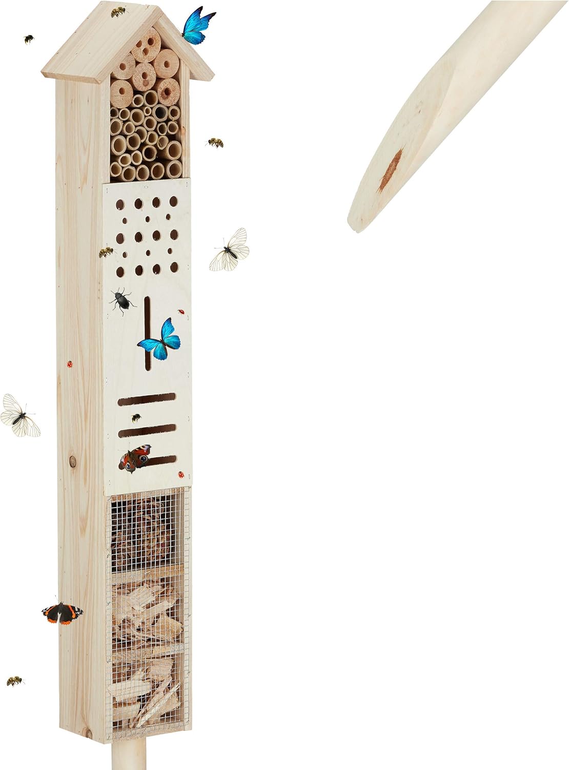 Hôtel à insectes sur pied en bois naturel Relaxdays