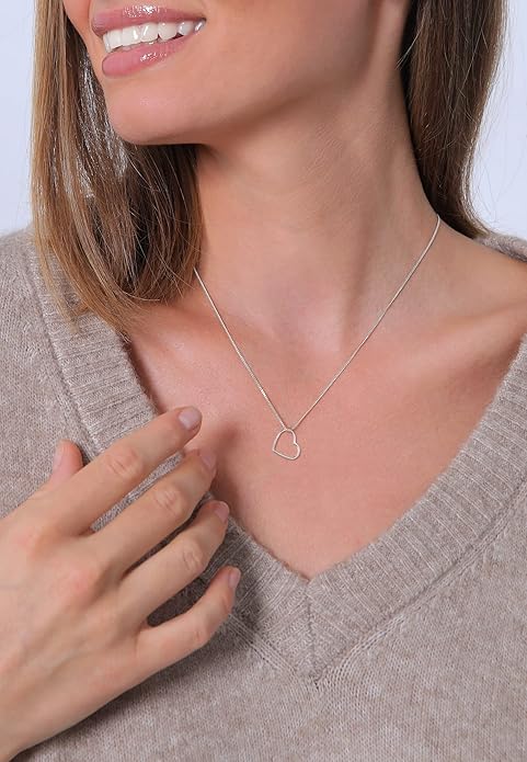 Collier Femme Pendentif Cœur Filigrane en Argent Sterling 925 Elli