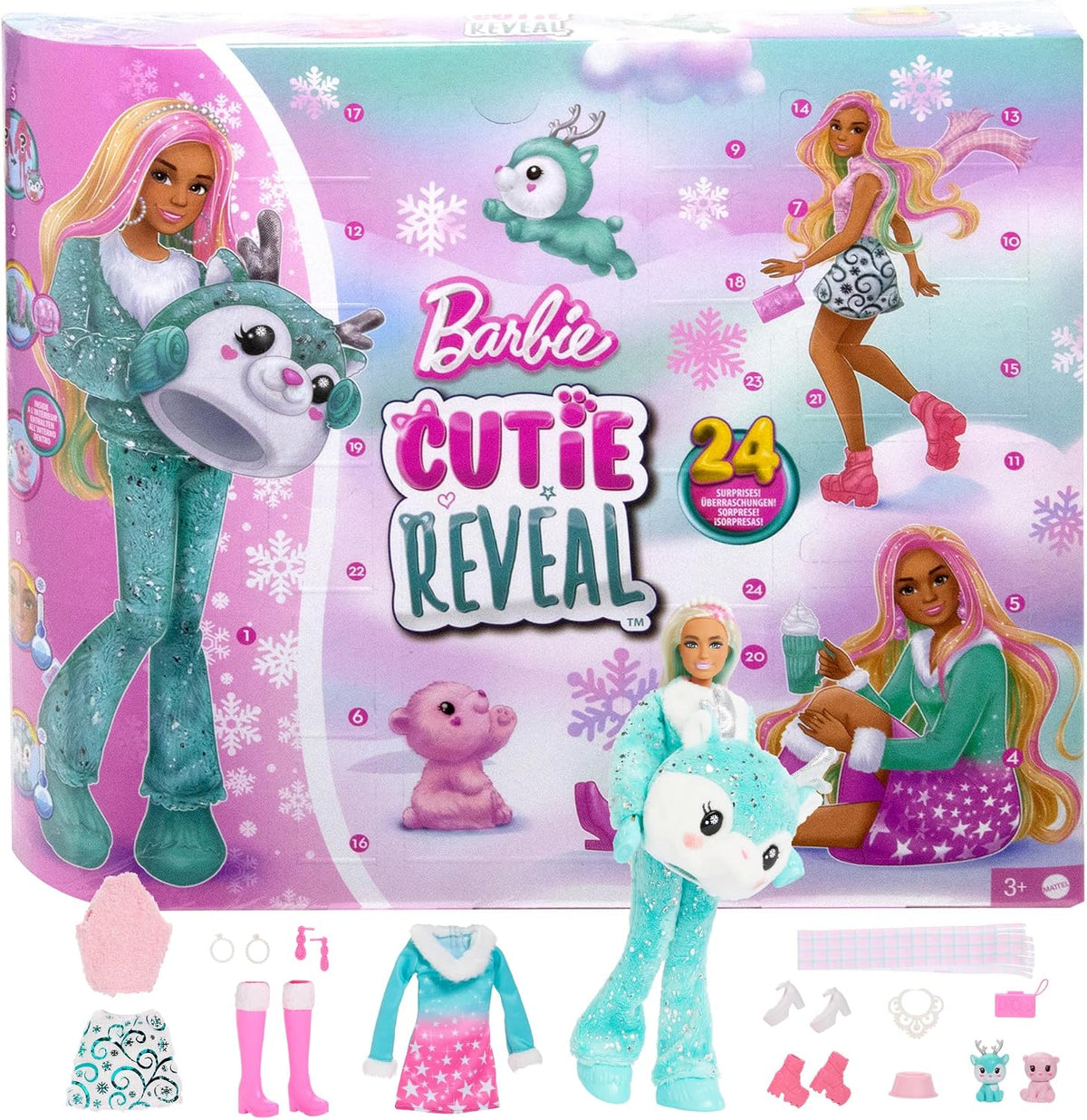 Calendrier de l’Avent Barbie Cutie Reveal HJX76 : coffret et contenu