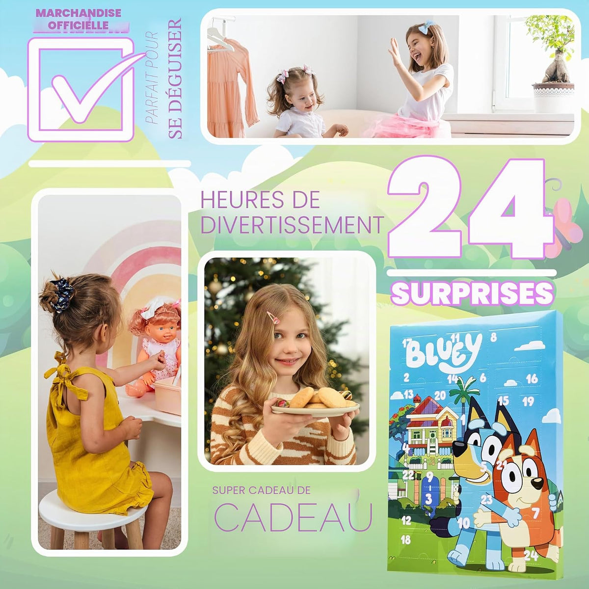 Calendrier de l'Avent Bluey 24 surprises coiffure