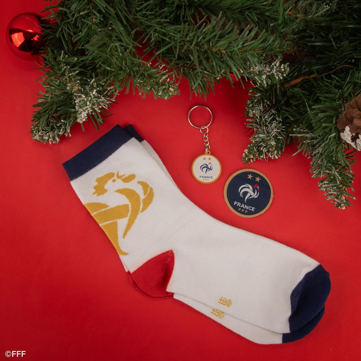 Chaussettes et porte-clés FFF du calendrier de l'Avent Équipe de France