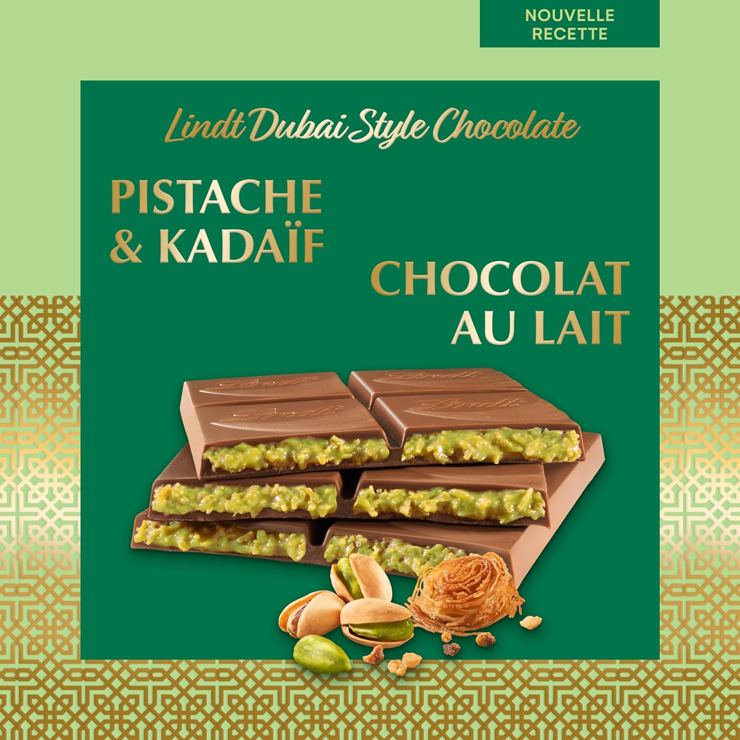 Chocolat Dubaï – Tablette chocolat pistache & kadaïf croustillant