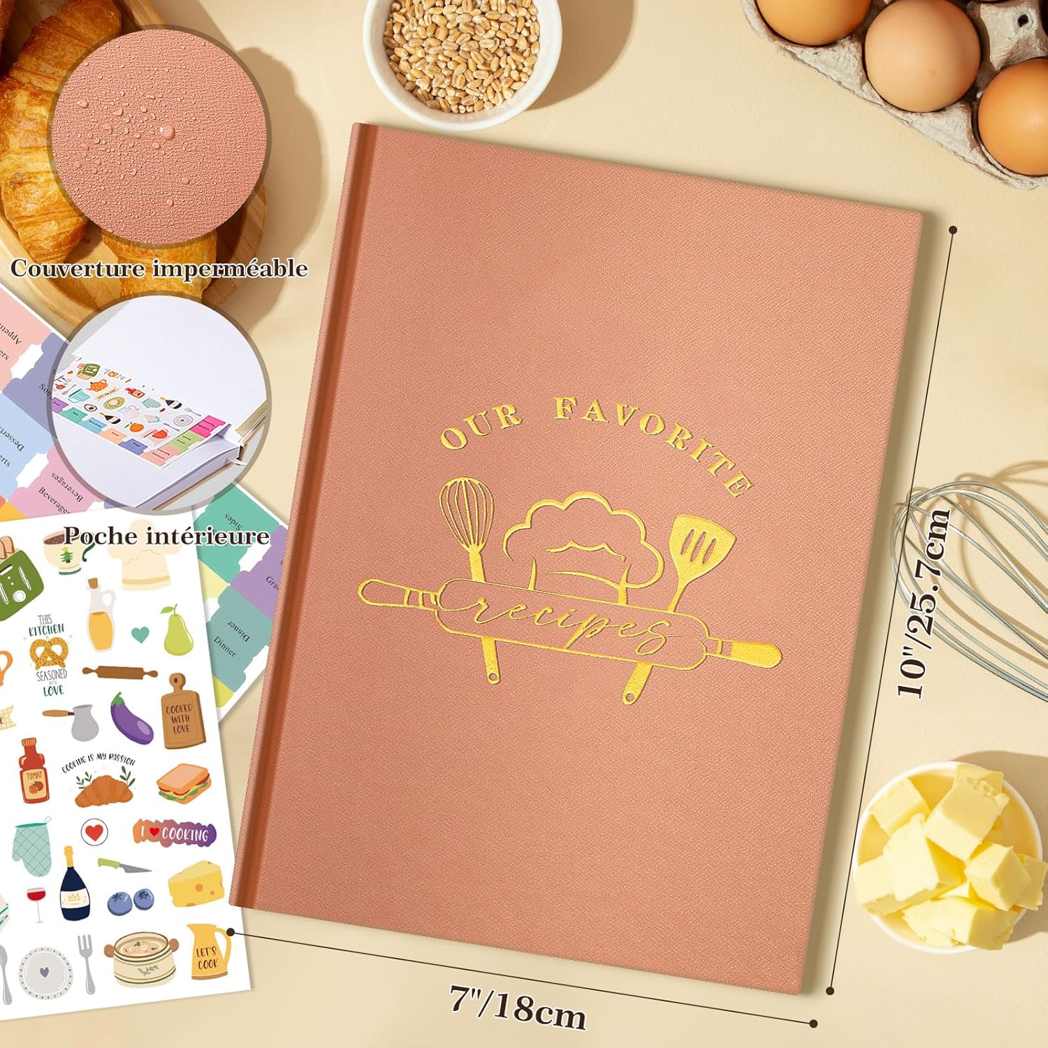 Journal de recettes à remplir – Carnet de recettes vierge élégant et pratique Maison Cadeau