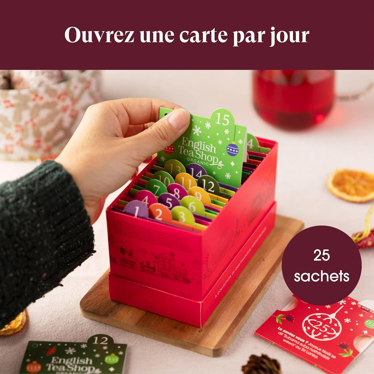 Les 25 thés et infusions bio du calendrier English Tea Shop
