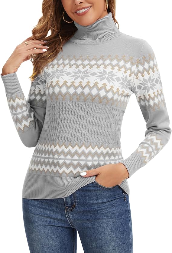 Pull de noël femme col roulé