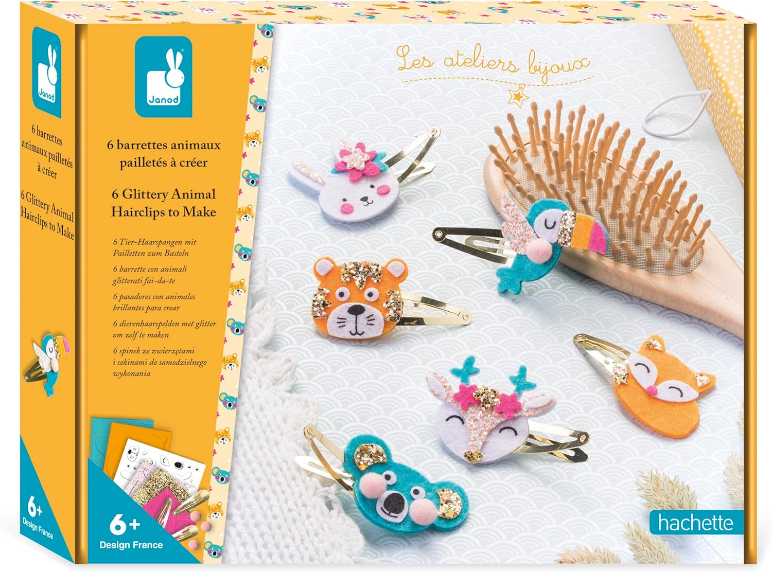 Coffret 6 barrettes à créer Animaux Pailletés - Janod