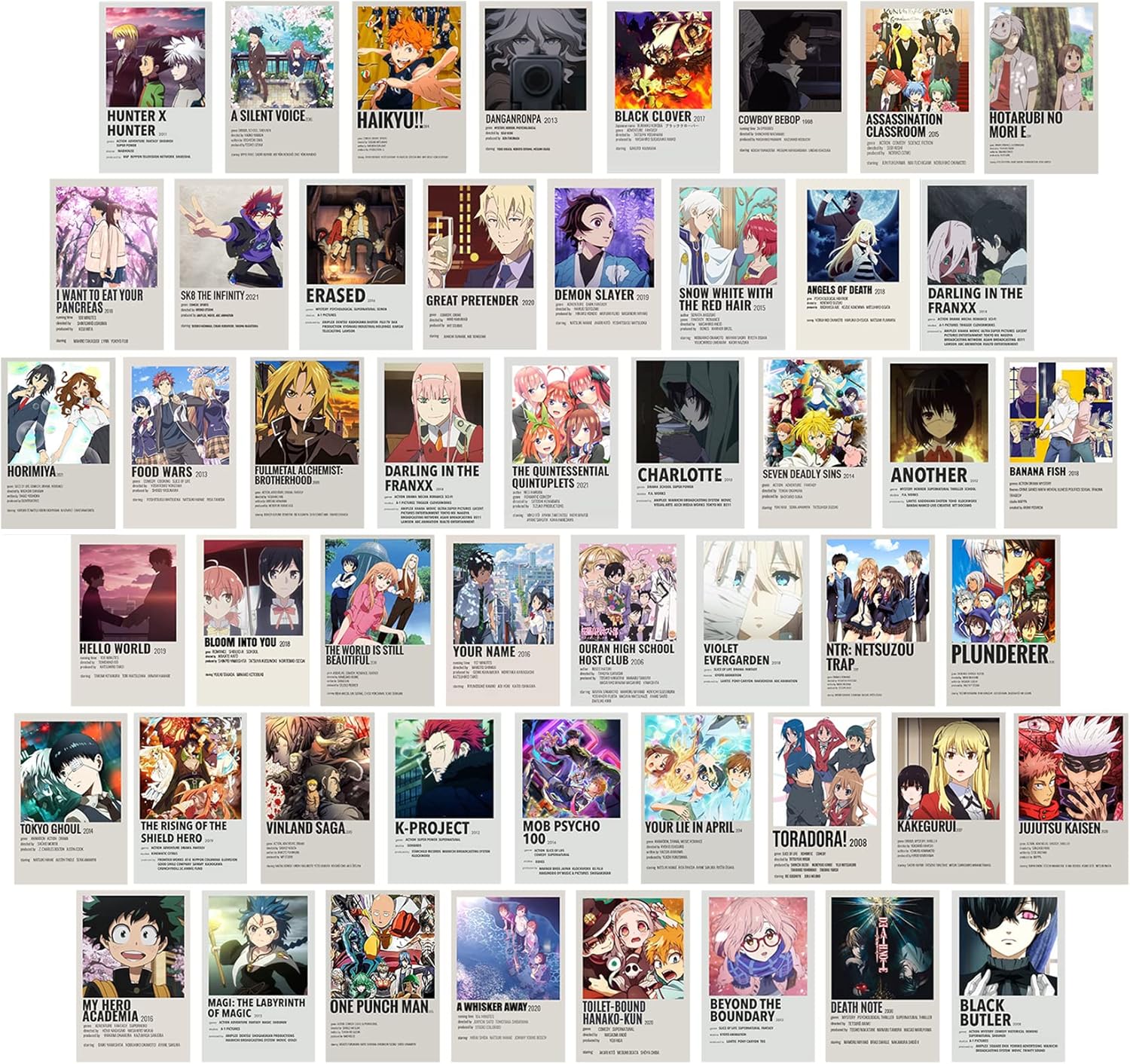 50 posters/stickers style anime & K-pop