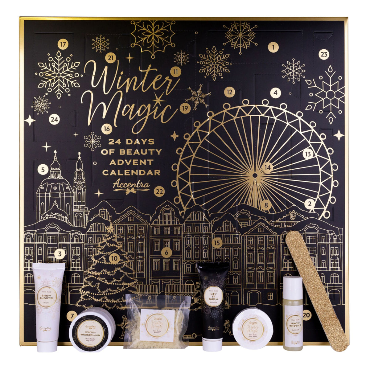 Calendrier de l’Avent Tentation Black Starry Winter, coffret noir étoilé