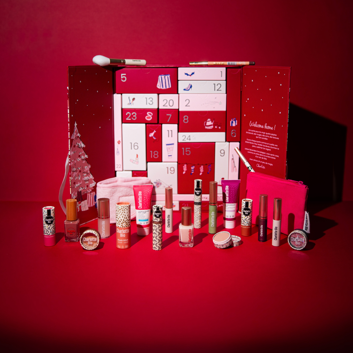 Calendrier de l'Avent Charlotte Bio – Maison de Noël, 24 produits beauté bio