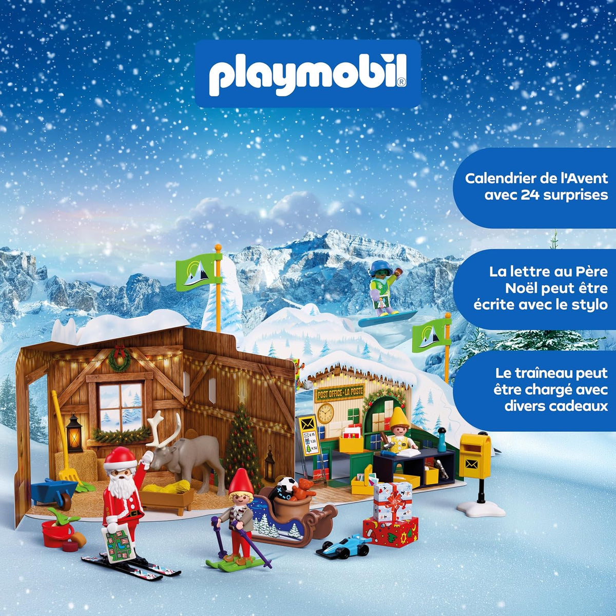 Calendrier de l'Avent Playmobil Au pôle Nord : diorama, traîneau et Père Noël