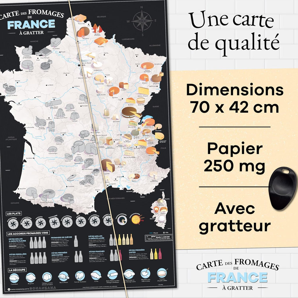Carte des Fromages de France à gratter