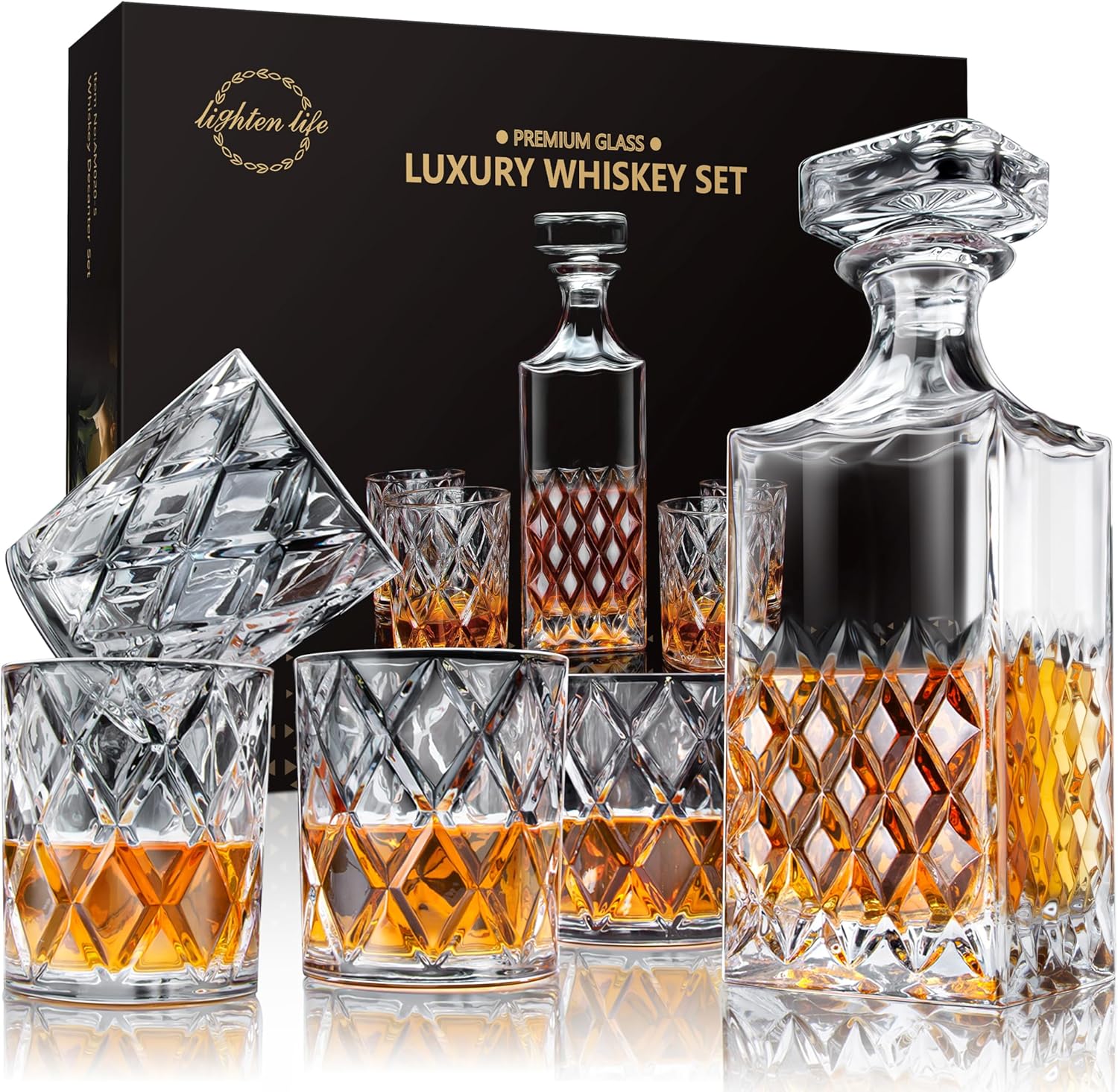 Carafe à whisky en cristal 849 ml avec 4 verres coffret
