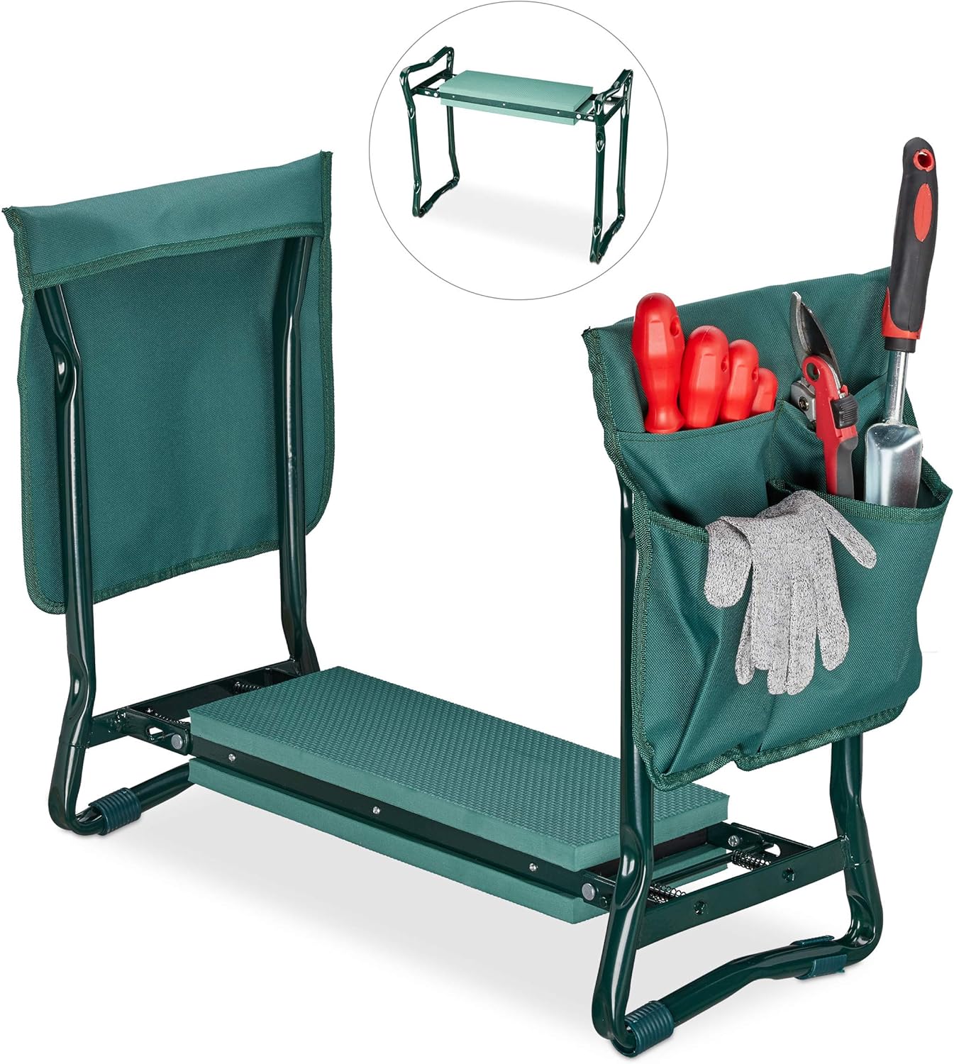 Banc agenouilloir de jardin pliable coussin moelleux Relaxdays