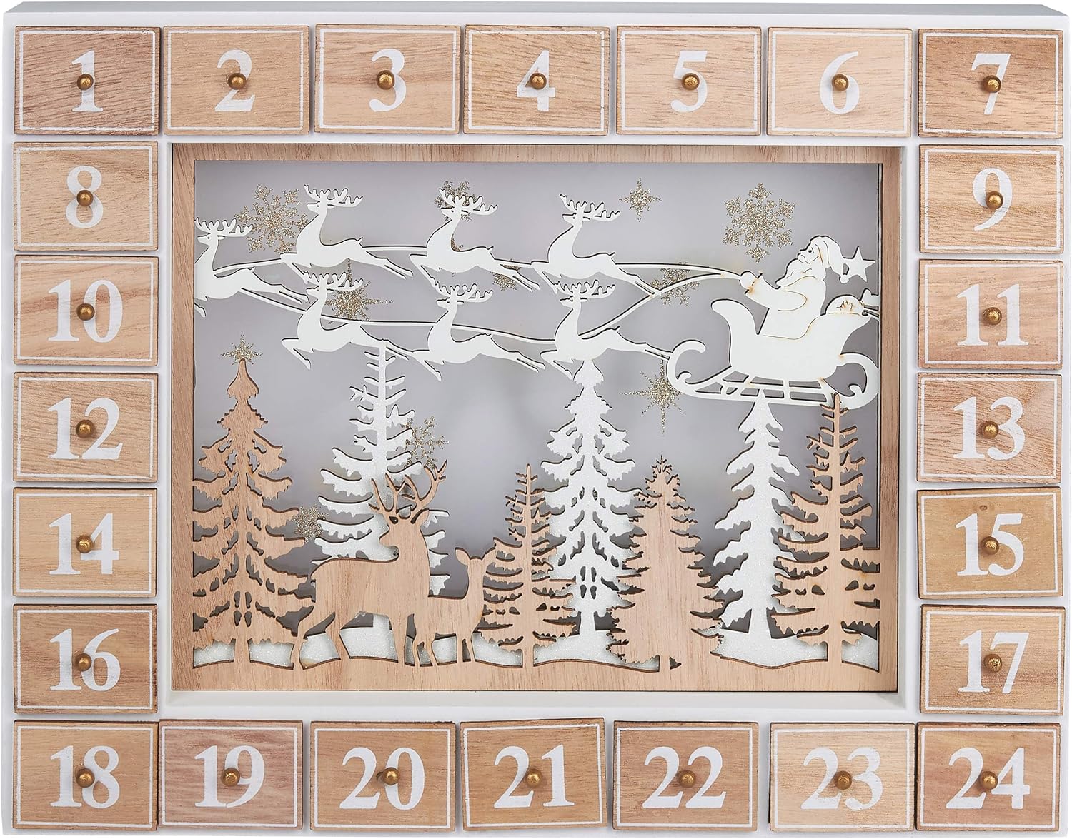 Calendrier de l'Avent en bois avec LED