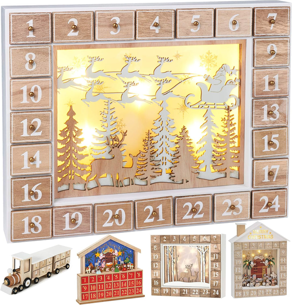 Calendrier de l'Avent en bois avec LED