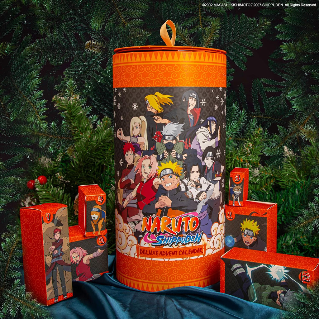 Cadeaux du calendrier de l'Avent Naruto : bandeau de Konoha et boîtes numérotées
