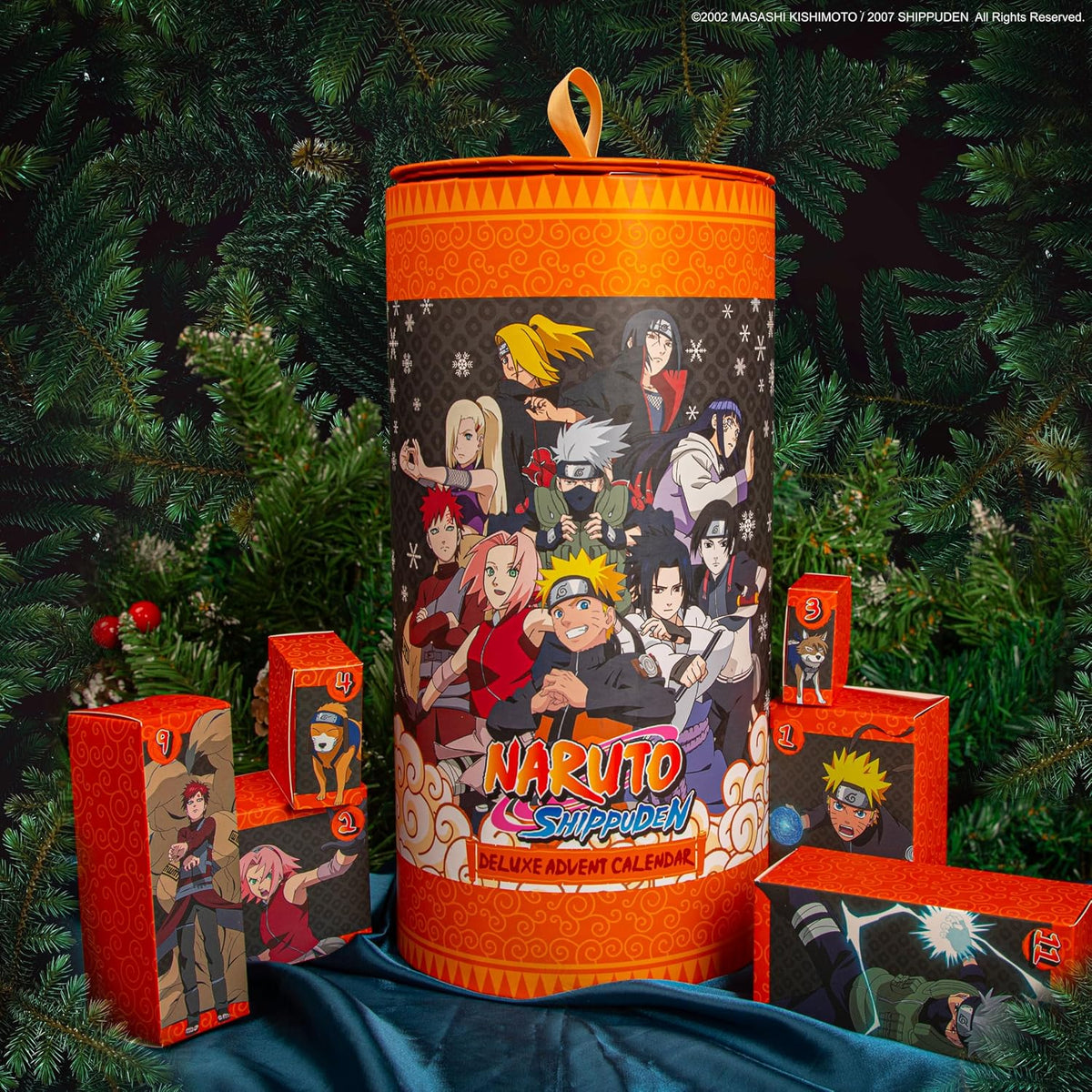 Cadeaux du calendrier de l'Avent Naruto : bandeau de Konoha et boîtes numérotées