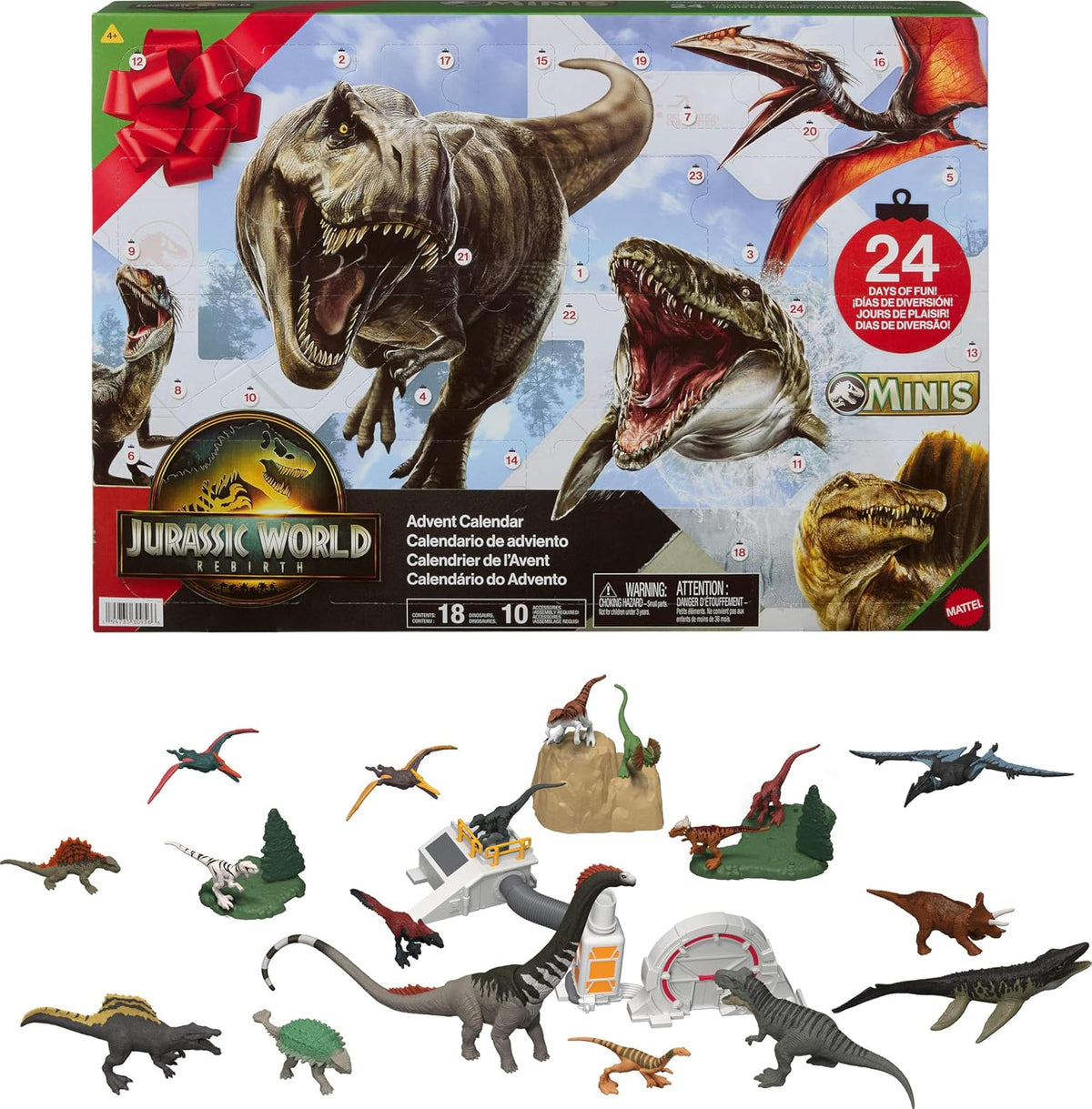 Boîte du calendrier de l'Avent Jurassic World Rebirth Mattel