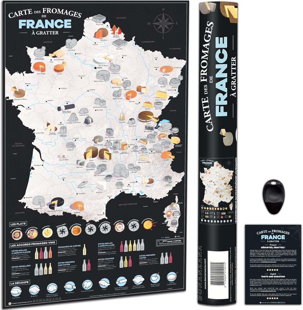 Carte des Fromages de France à gratter