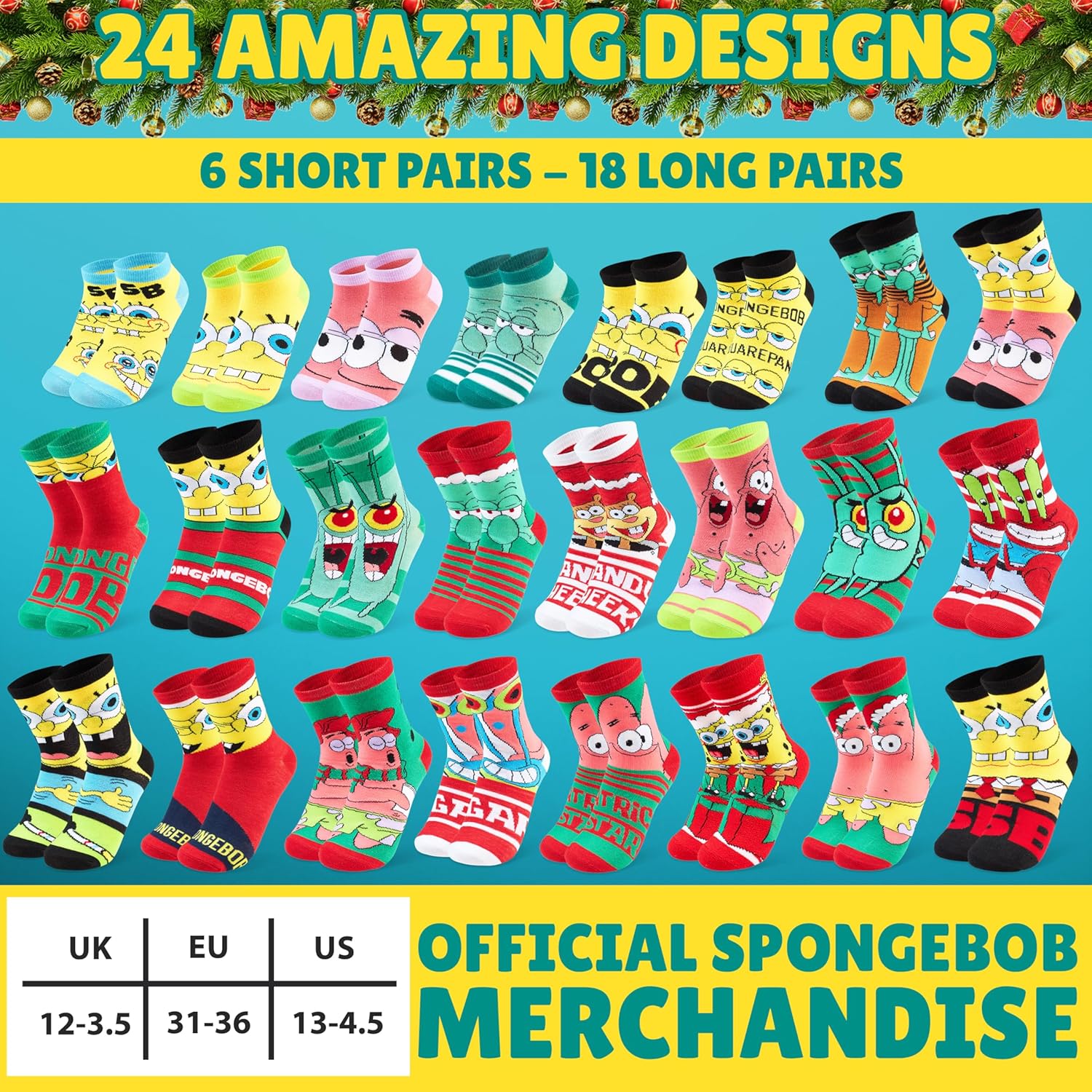 Calendrier de l’Avent Bob l’éponge avec chaussettes