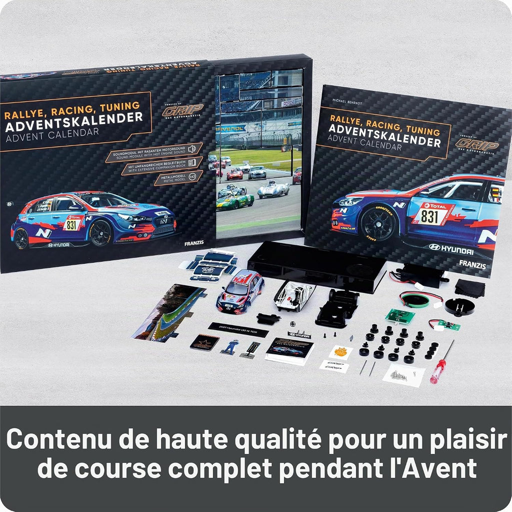 Contenu du calendrier de l'Avent Franzis Rallye Racing Tuning