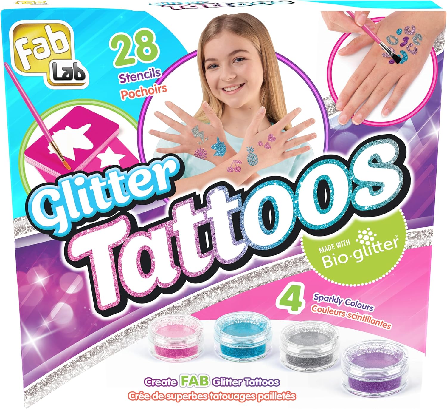 Kit tatouages pailletés Glitter Tattoos - FABLAB