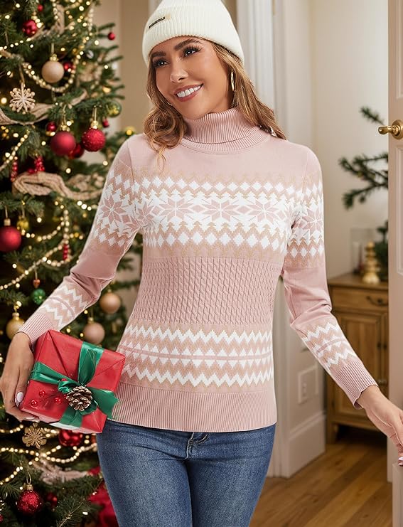 Pull de noël femme col roulé