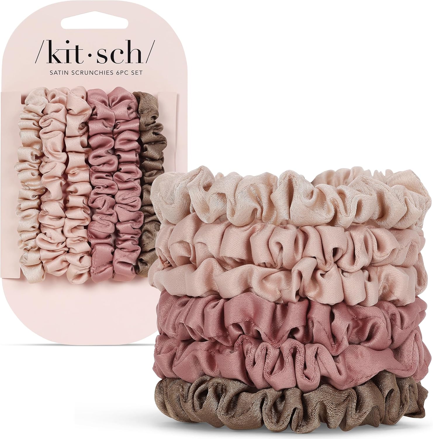 Lot de 6 chouchous en satin Kitsch anti-plis