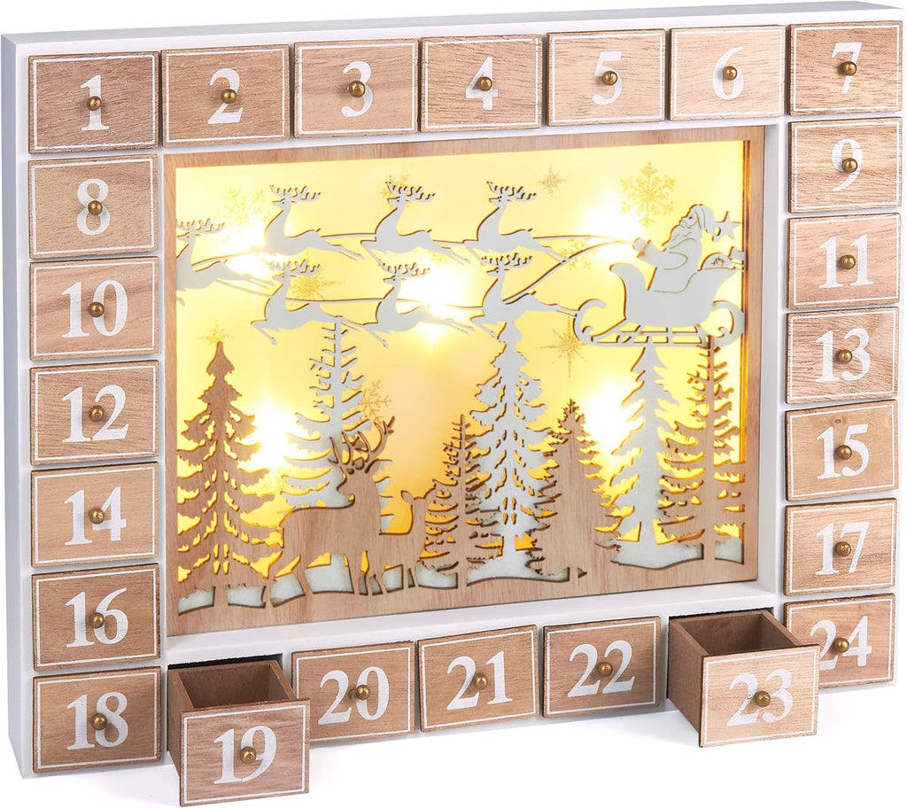 Calendrier de l'Avent en bois avec LED