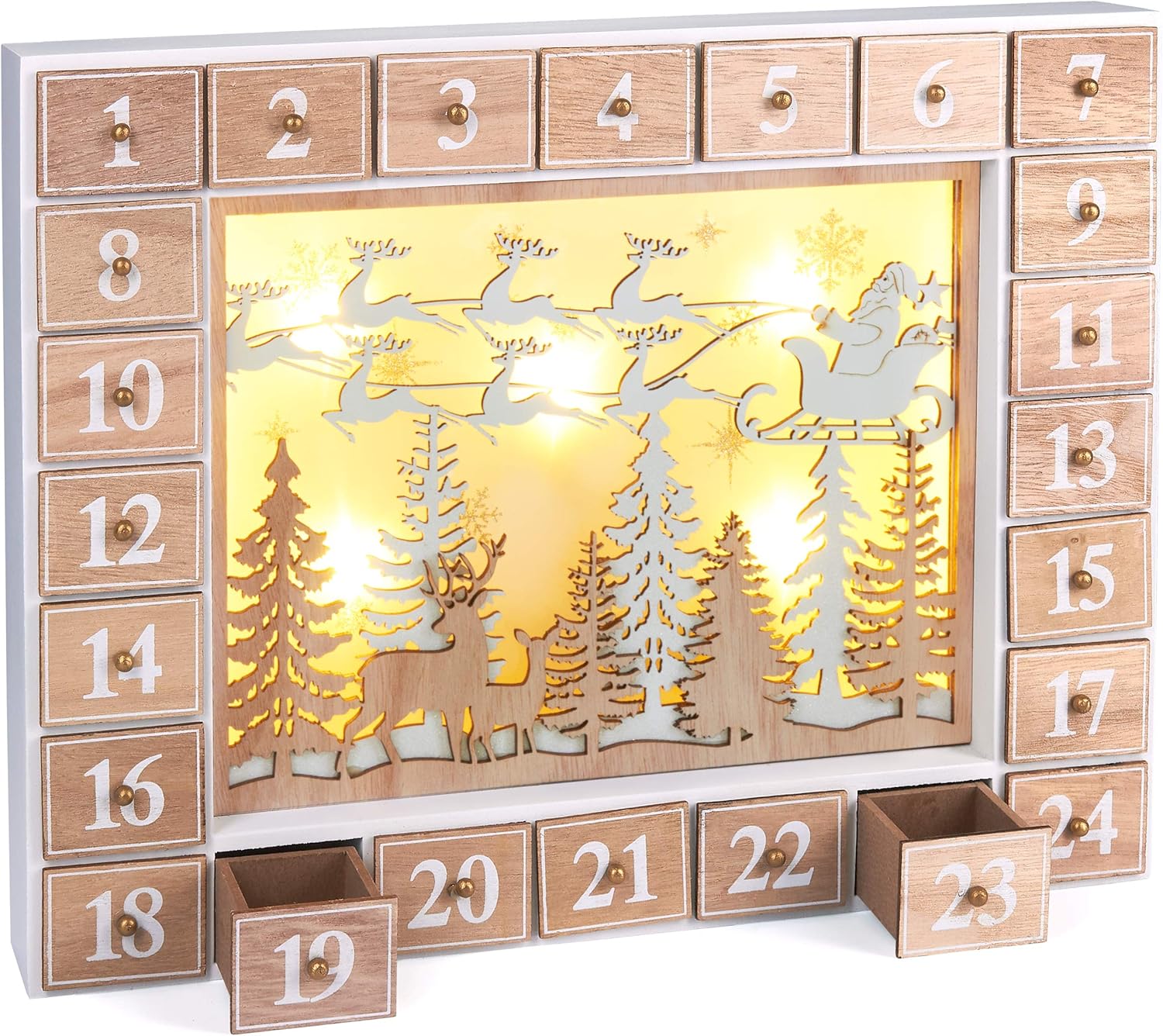 Calendrier de l'Avent en bois avec LED