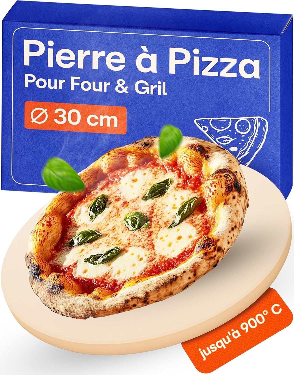Pierre à pizza ronde 30 cm barbecue et four cordiérite