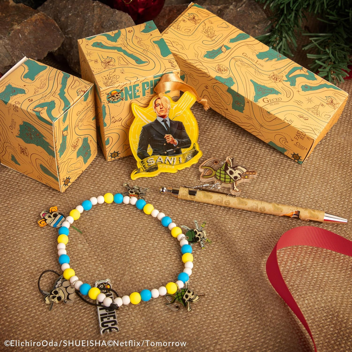 Bracelet à breloques, stylo et support acrylique Sanji du calendrier de l'Avent One Piece